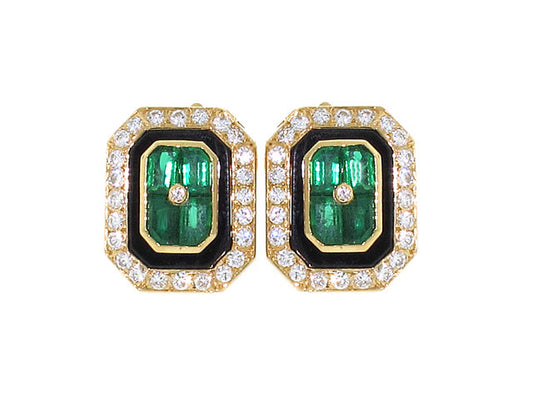 Fred of Paris Emerald and Diamond Earrings
