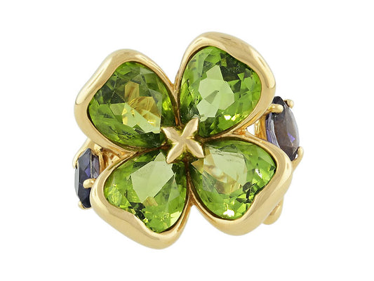 Chanel Peridot and Tanzanite Clover Ring