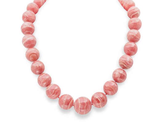Tiffany & Co. Rhodocrosite Bead Necklace with 18K Gold Clasp