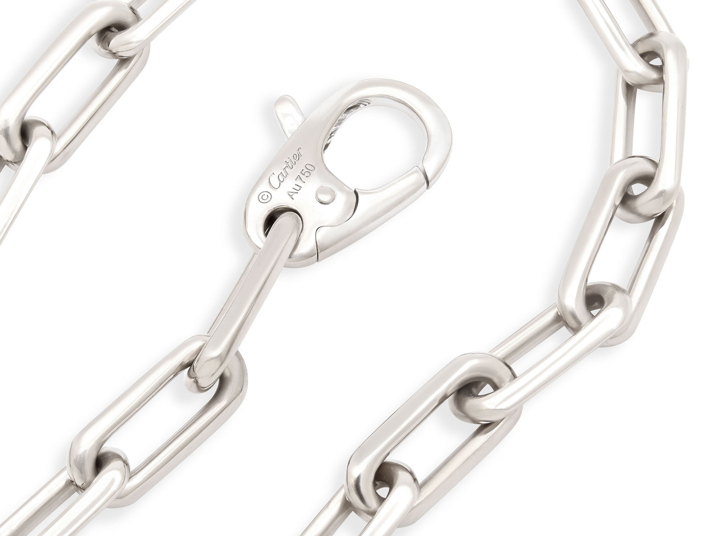 Cartier 'Santos de Cartier' Chain Bracelet in 18K White Gold, Medium Model