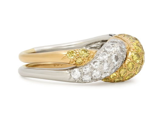 Oscar Heyman Mid-Century White and Yellow Diamond Ring in 18K Gold and Platinum