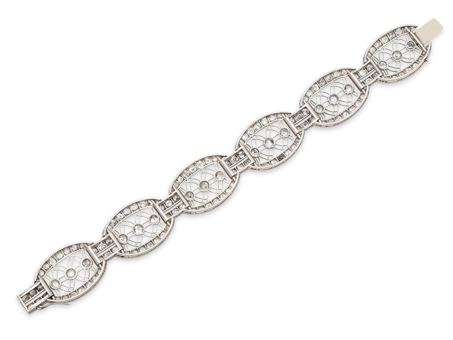 Antique Edwardian Diamond Filigree Bracelet in Platinum