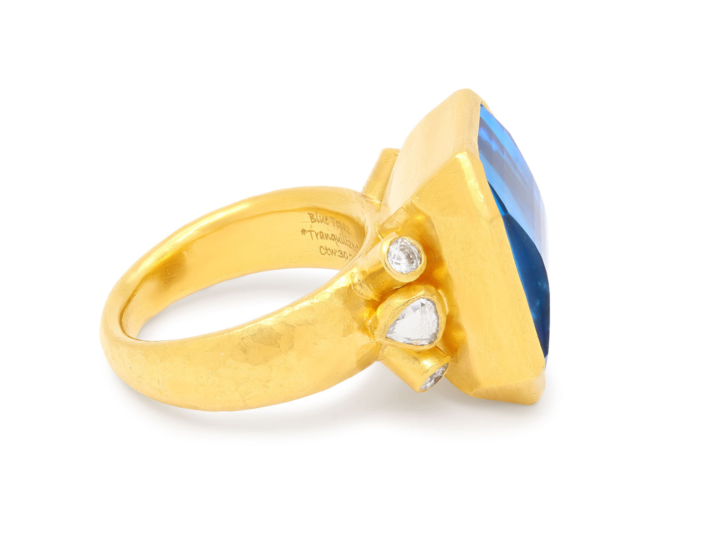 Gurhan 'Prism' Blue Topaz and Diamond Ring in 24K Gold