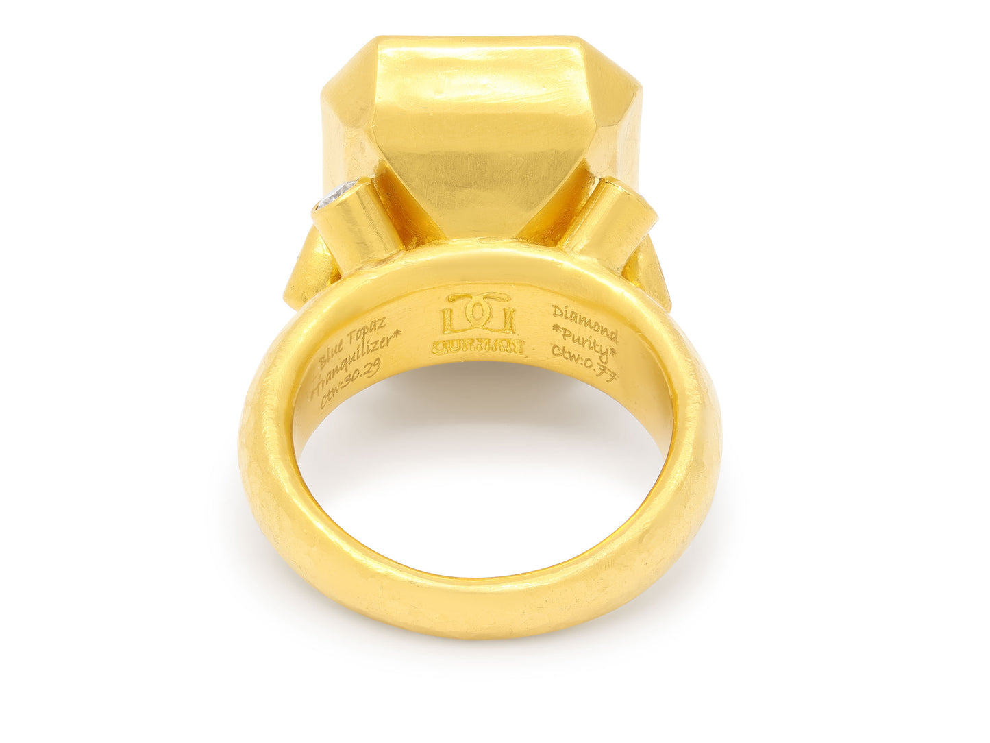 Gurhan 'Prism' Blue Topaz and Diamond Ring in 24K Gold