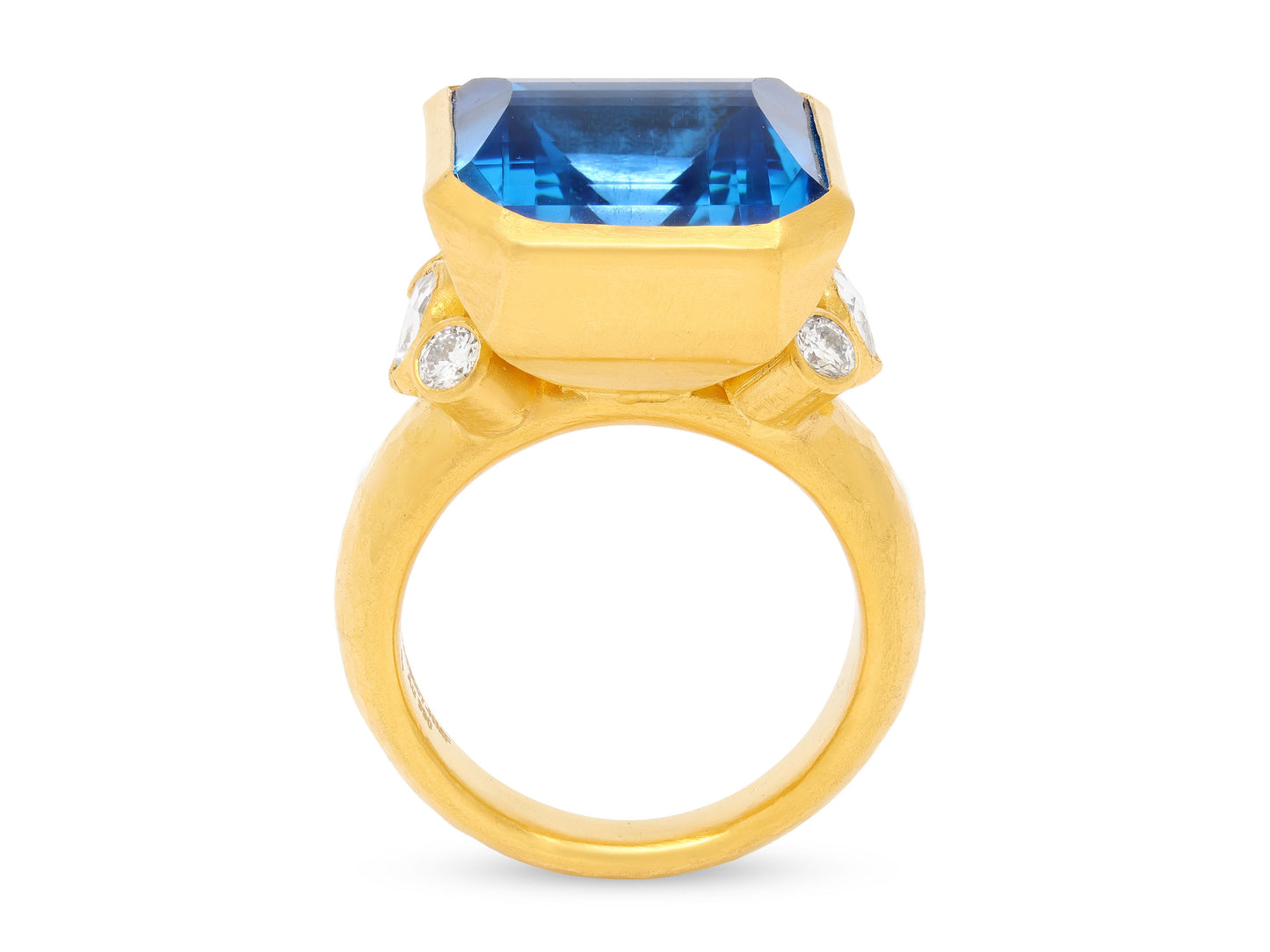 Gurhan 'Prism' Blue Topaz and Diamond Ring in 24K Gold