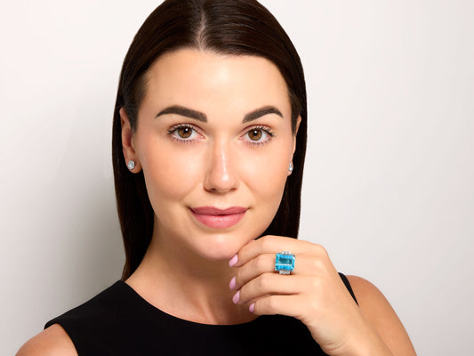 Mid-Century Aquamarine and Diamond Ring in Platinum