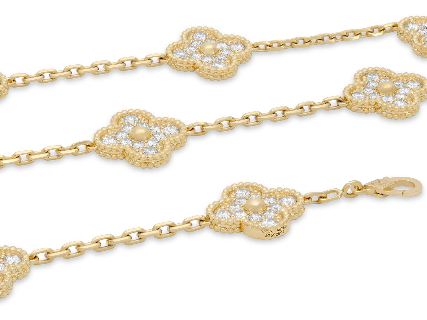 Van Cleef & Arpels 'Vintage Alhambra' Diamond Necklace, 10 Motifs, in 18K Gold