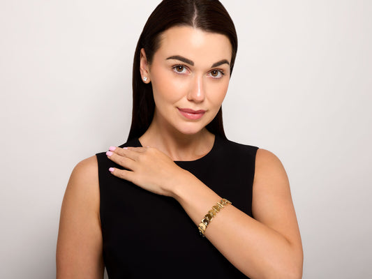 Retro Gold Link Bracelet in 14K Gold