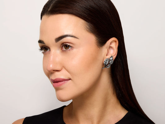 Antique Victorian Diamond Earrings in Silver over Gold