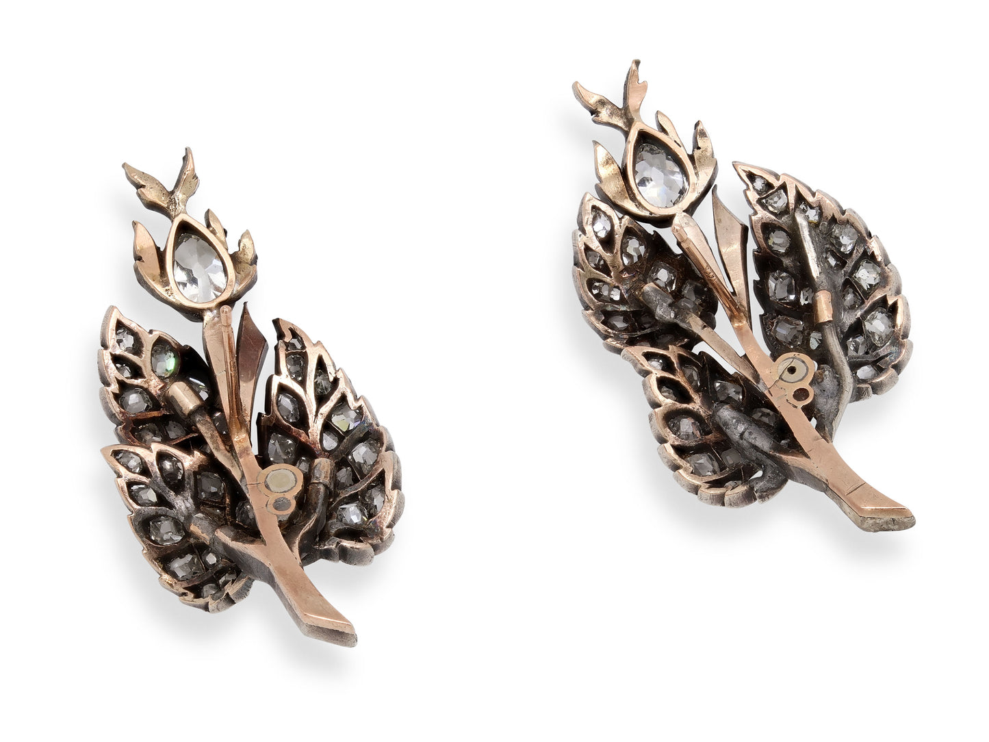 Antique Victorian Diamond Earrings in Silver over Gold