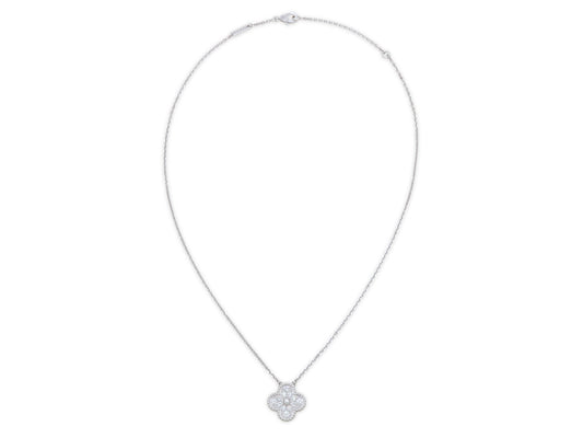 Van Cleef & Arpels 'Vintage Alhambra' Diamond Pendant in 18K White Gold