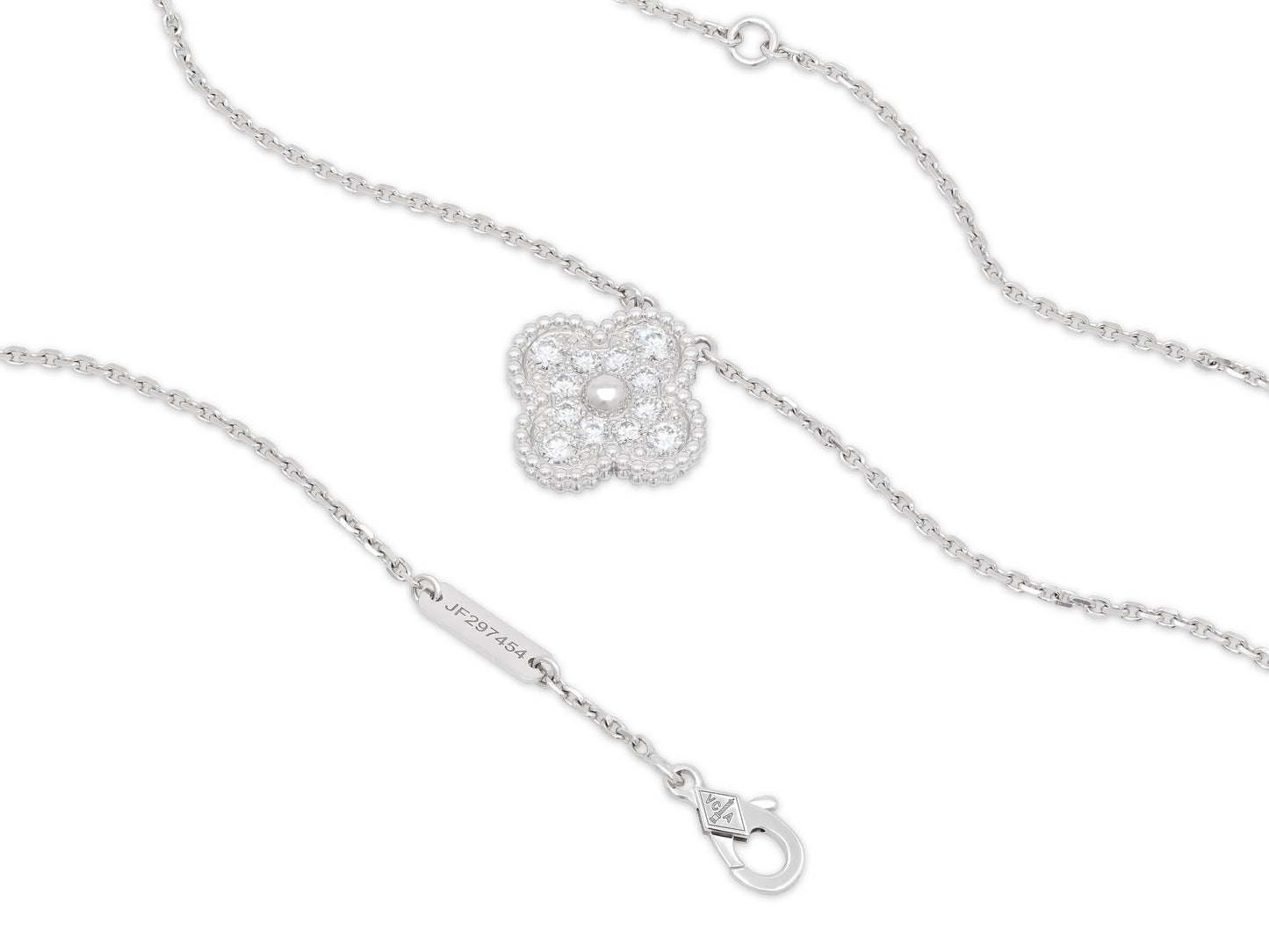 Van Cleef & Arpels 'Vintage Alhambra' Diamond Pendant in 18K White Gold