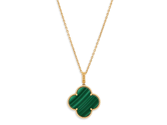 Van Cleef & Arpels 'Magic Alhambra' Malachite Necklace in 18K Gold