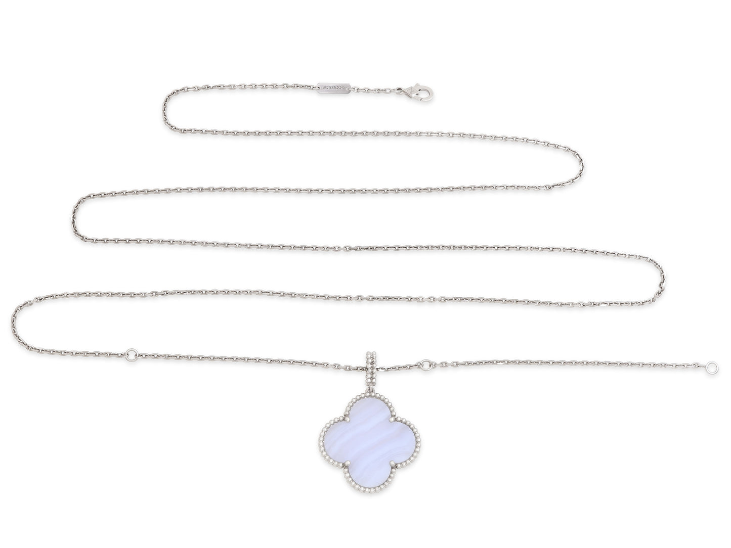 Van Cleef & Arpels 'Magic Alhambra' Chalcedony Necklace in 18K White Gold