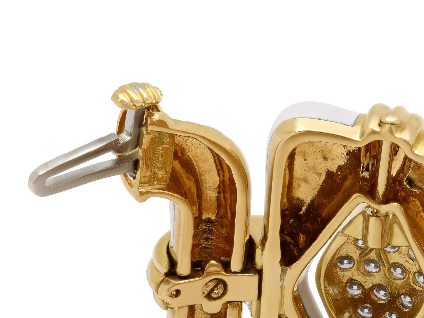 David Webb Diamond and White Enamel Bracelet in 18K Gold