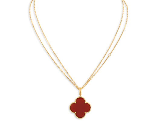 Van Cleef & Arpels 'Magic Alhambra' Carnelian Necklace in 18K Gold