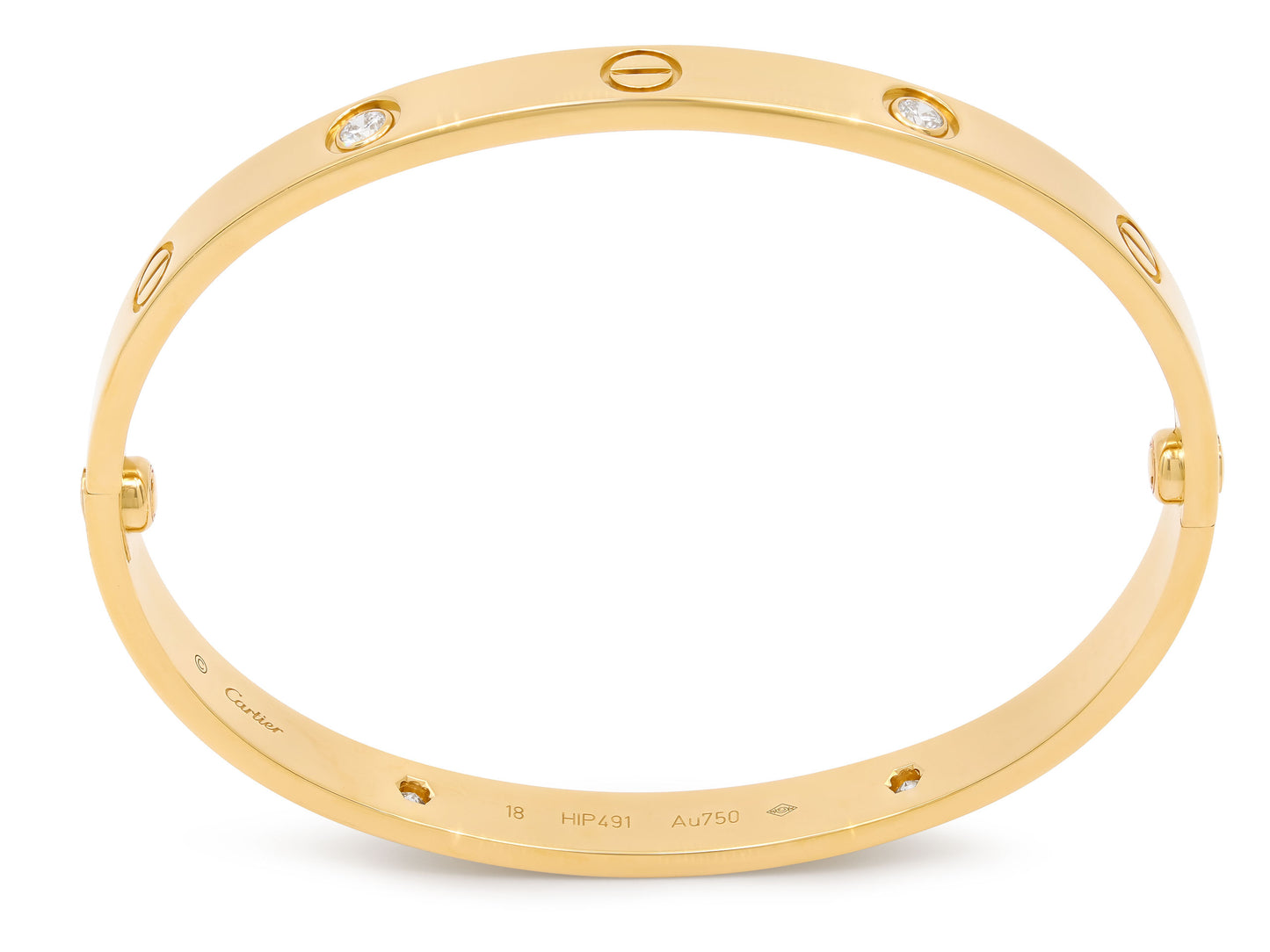 Cartier Diamond 'Love' Bracelet in 18K Gold, 4 diamonds, Classic Model, Size 18