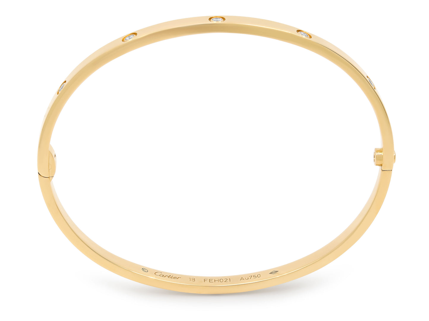 Cartier 'Love' Diamond Bracelet in 18K Gold, Small Model, Size 18