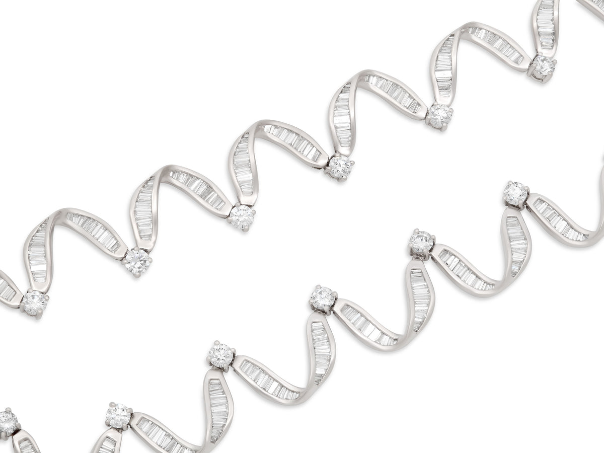 Diamond Ribbon Necklace in Platinum