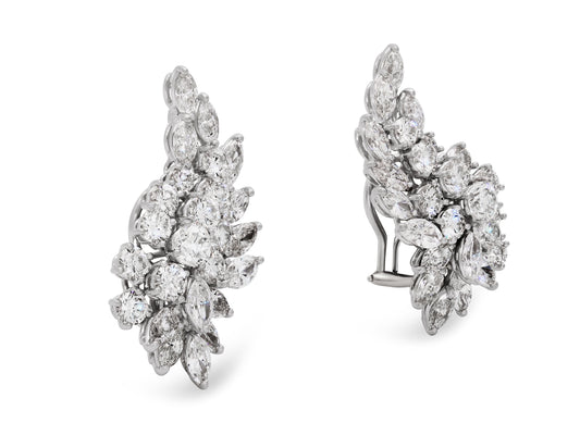 Diamond Cluster Earrings in Platinum