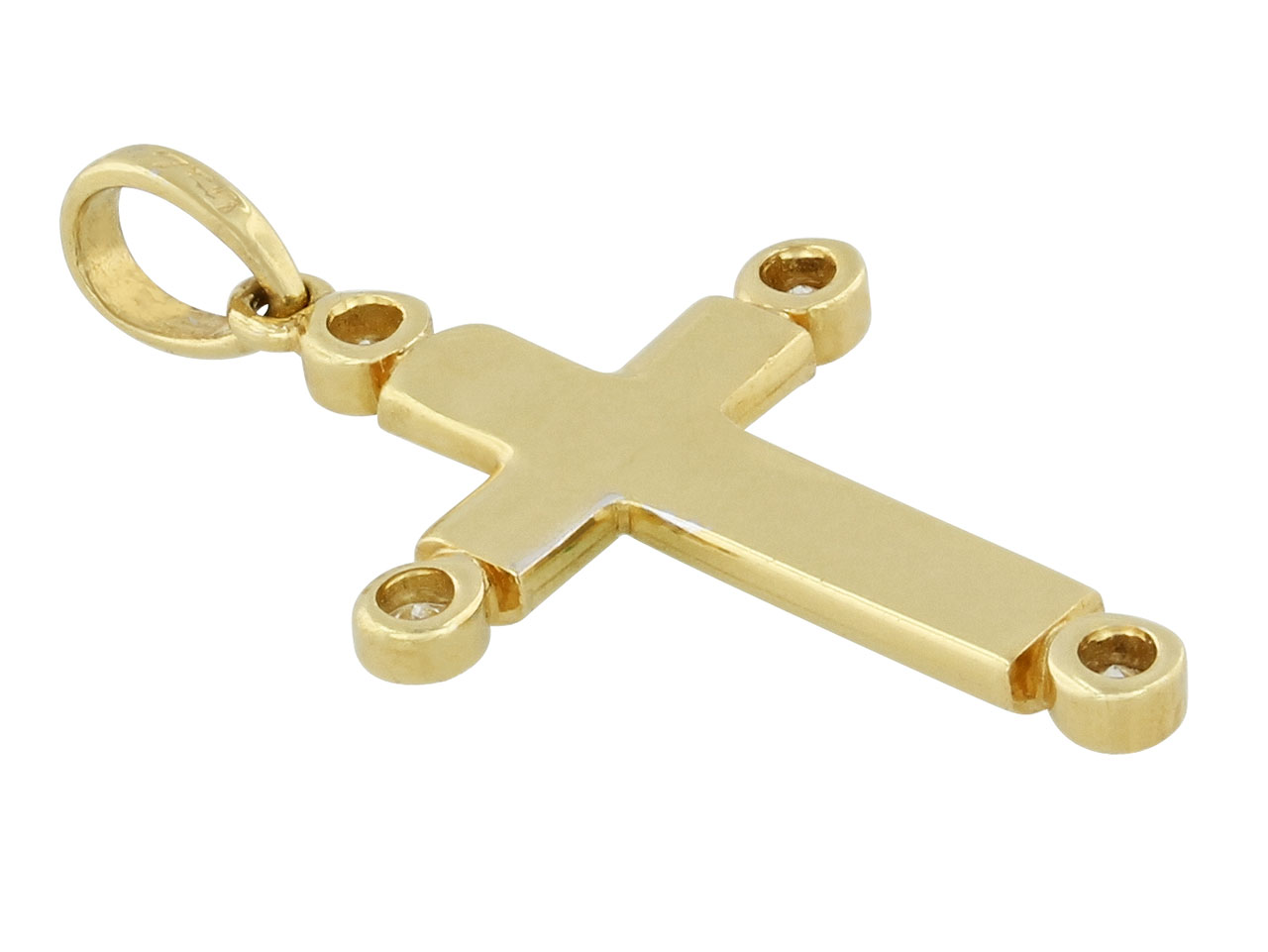 Mid-Century Jadeite and Diamond Cross Pendant in 18K