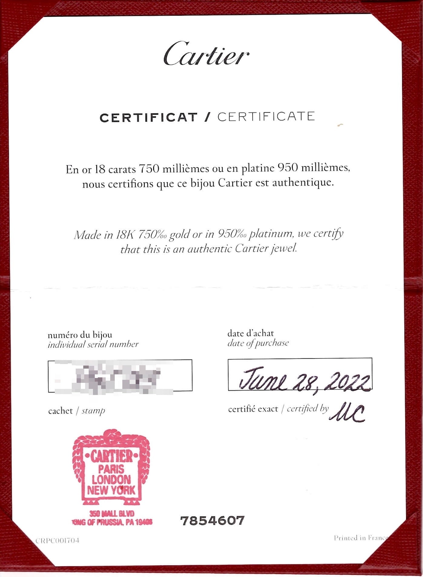 CERTIFICATE