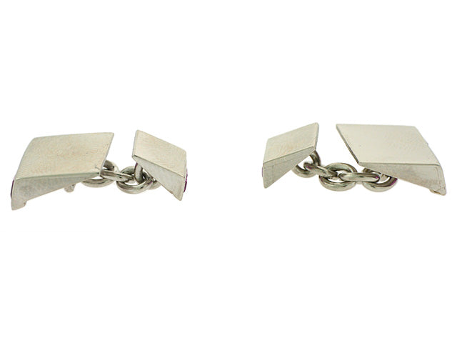Retro Ruby Cufflinks in Platinum