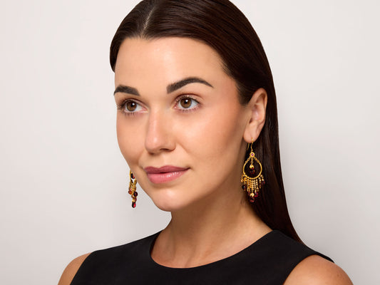 Garrard 'Lotus' Diamond and Tourmaline Earrings in 18K Gold