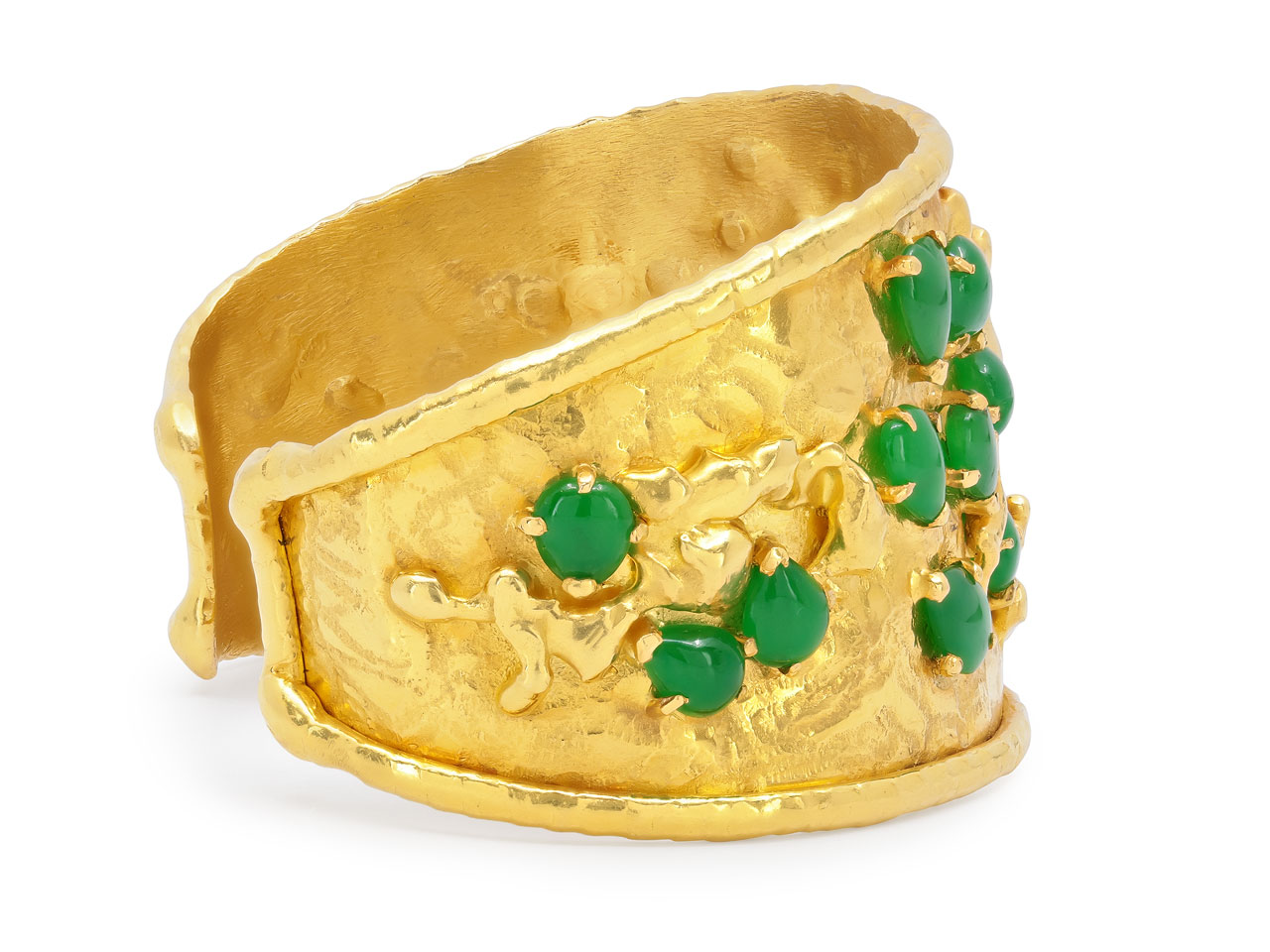 Jean Mahie Jade Cuff Bracelet in 22K Gold