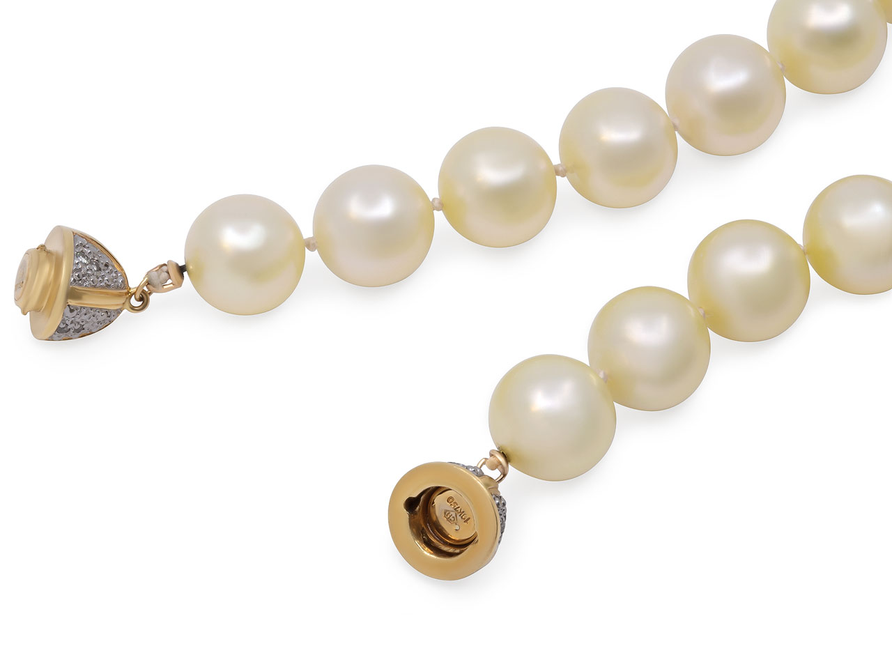 South Sea Pearl Necklace with Diamond Clasp in 18K