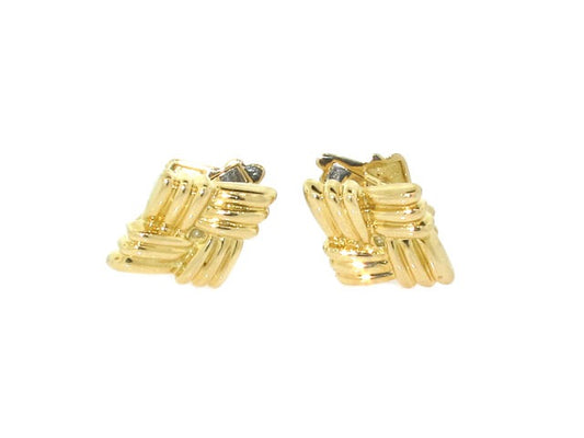 Charles Gold & Co. Basketweave Cufflinks in 18K Gold