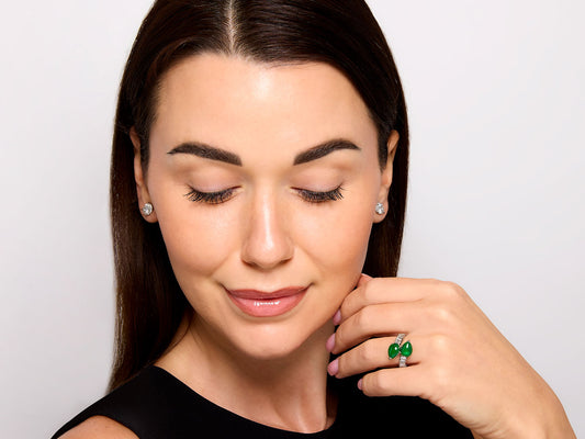 Jadeite and Diamond Ring in Platinum