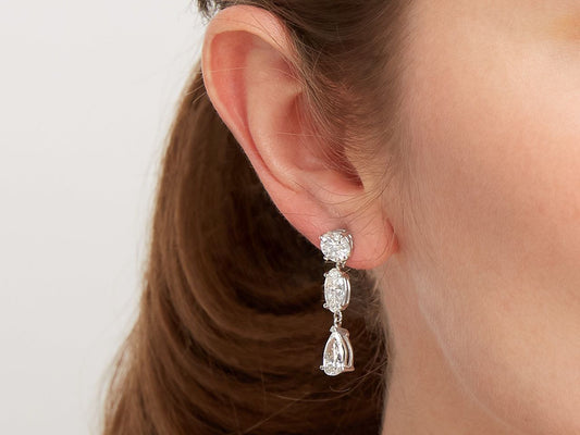Diamond Drop Earrings, 5.91 total carats, in Platinum