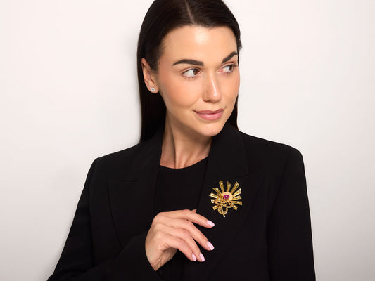 Cartier Mid-Century Ruby and Diamond Equestrian Brooch in 18K