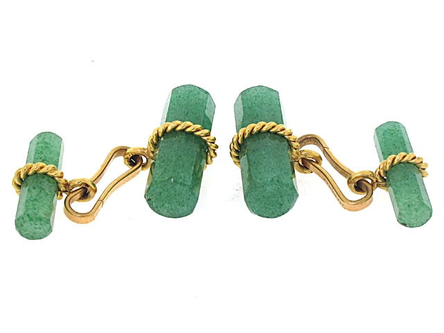 Marchak Mid-Century Aventurine Cufflinks in 18K