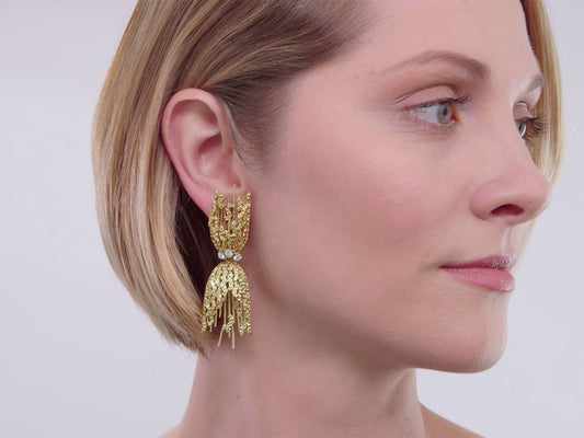 Modernist Diamond Earrings in 18K