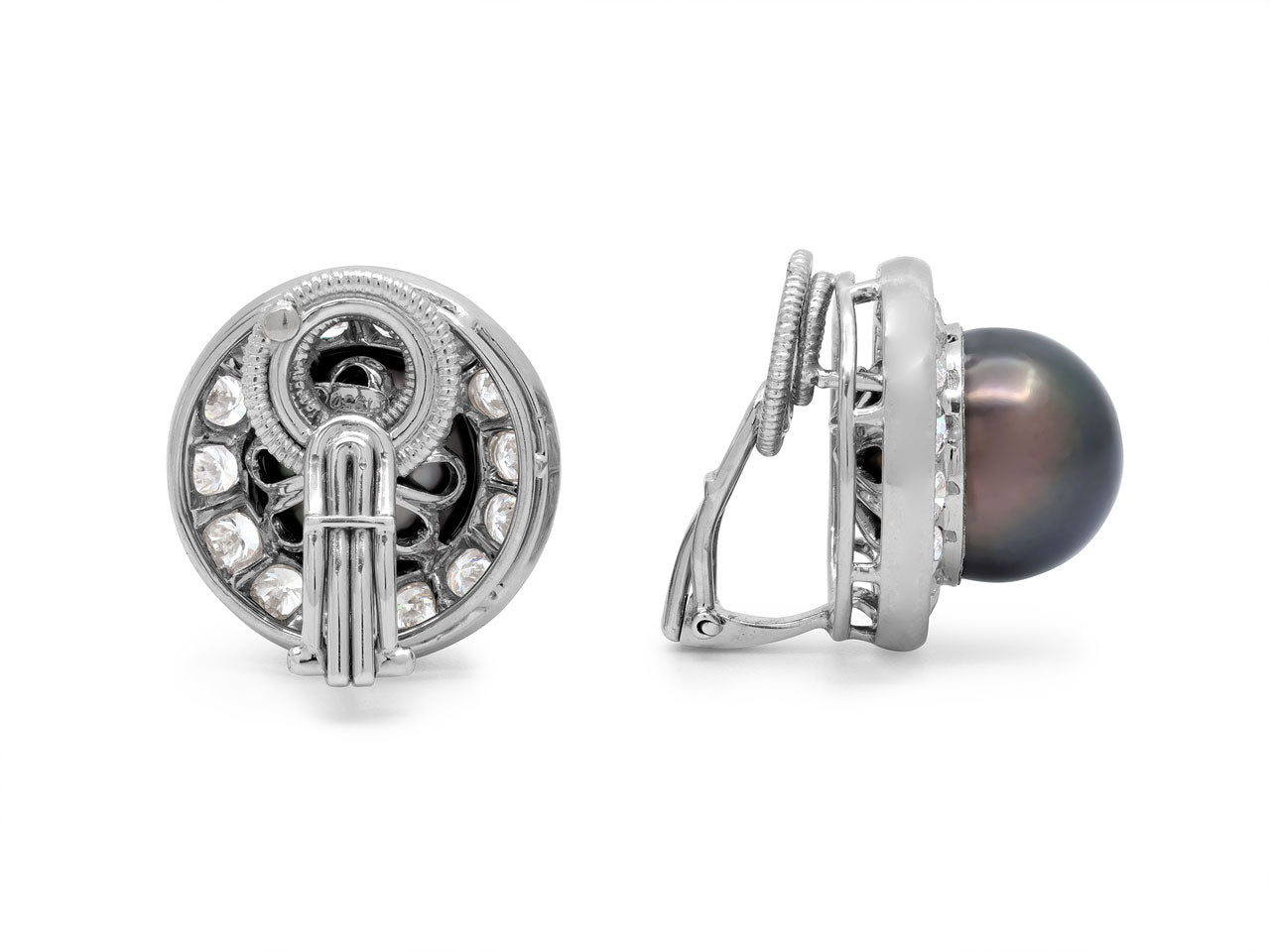 Harry Winston Tahitian Pearl and Diamond Set in Platinum and 18K