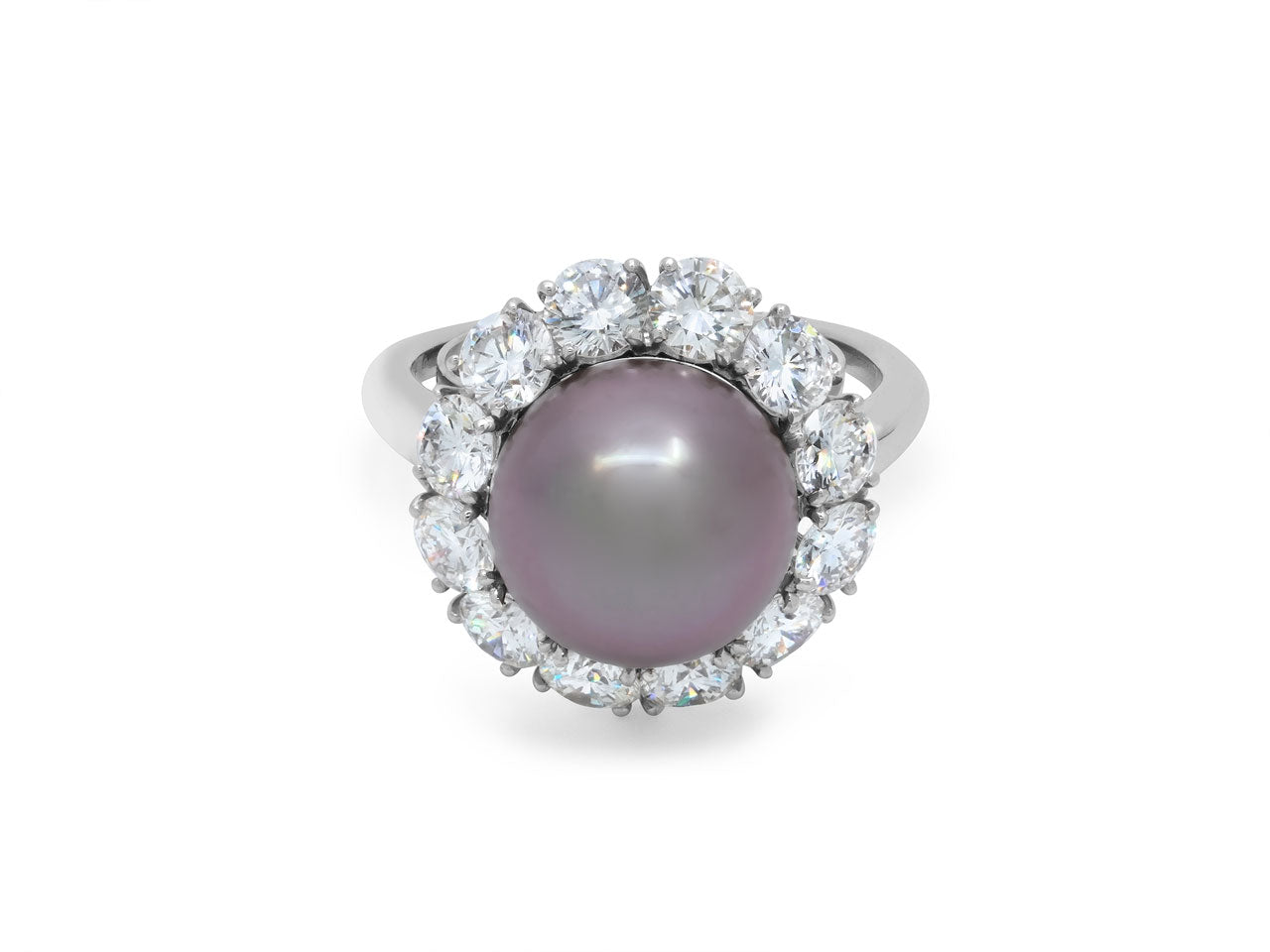 Harry Winston Tahitian Pearl and Diamond Set in Platinum and 18K