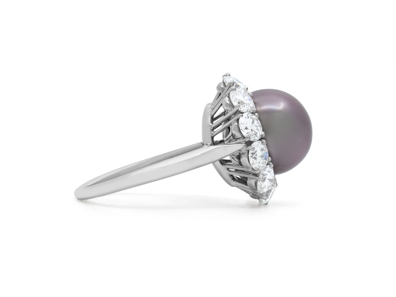 Harry Winston Tahitian Pearl and Diamond Set in Platinum and 18K
