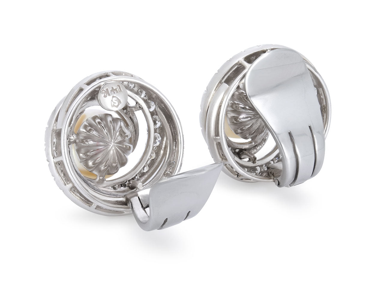 Pearl and Diamond Earrings in 14K White Gold