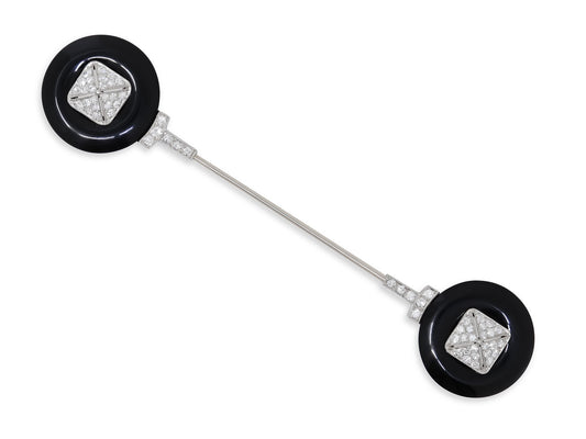 Art Deco Diamond Jabot Pin in Platinum