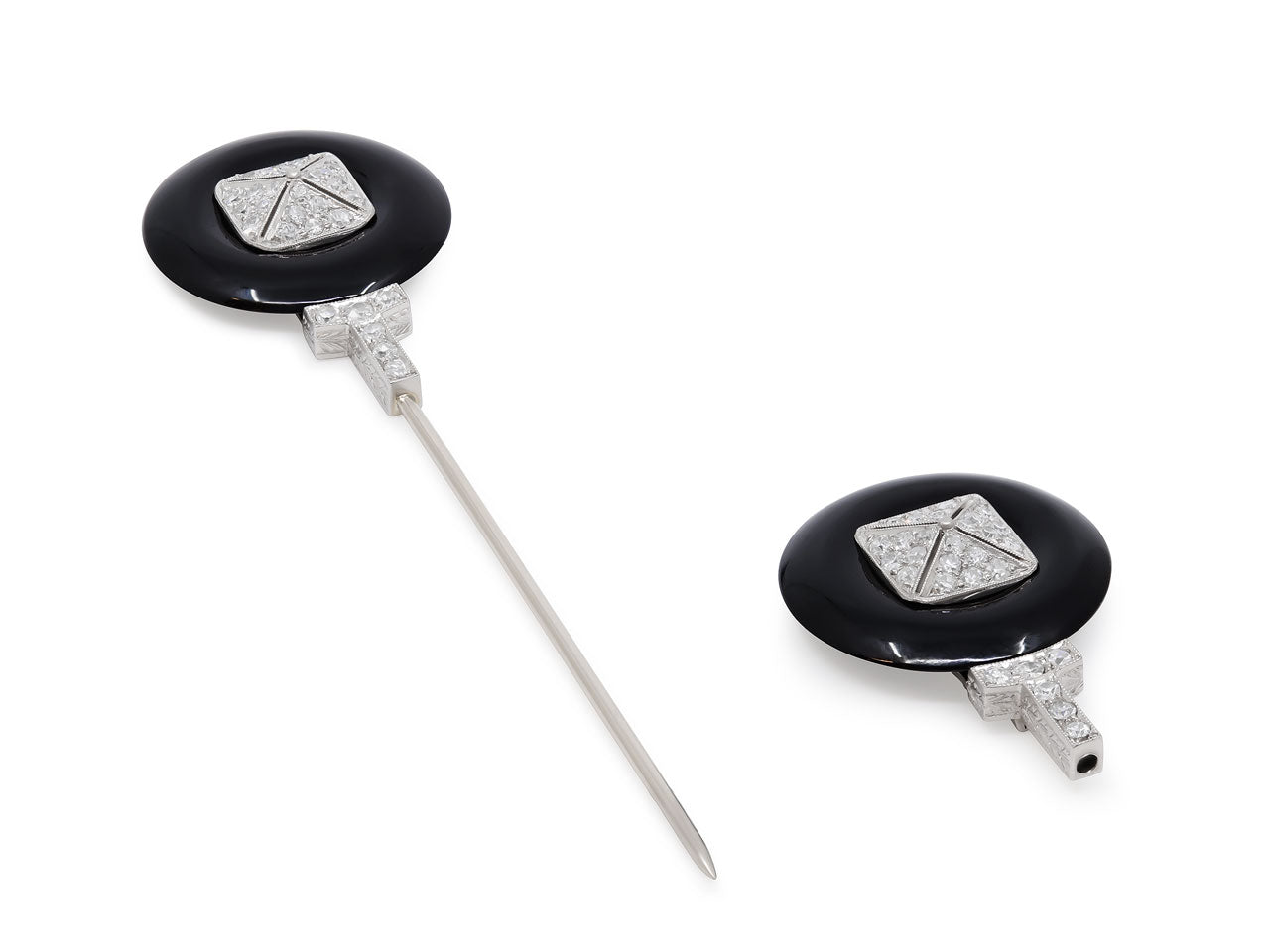 Art Deco Diamond Jabot Pin in Platinum