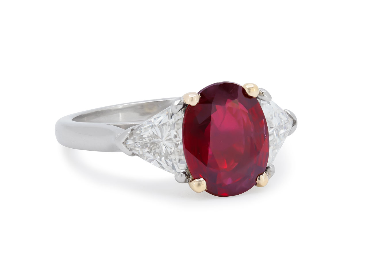 Thai Ruby, 3.49 Carat, and Diamond Ring in 18K and Platinum