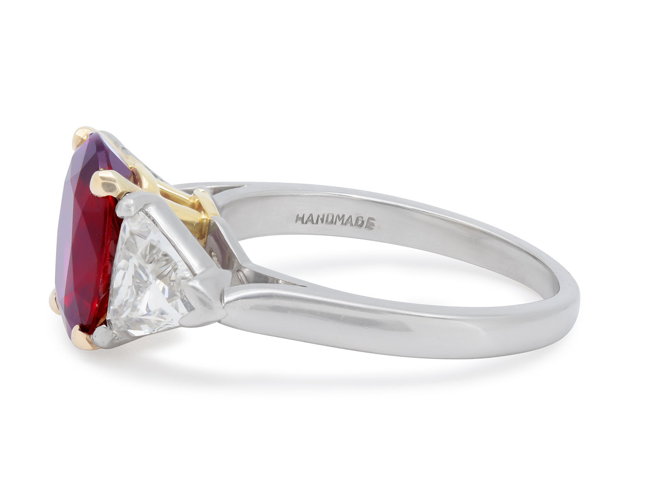 Thai Ruby, 3.49 Carat, and Diamond Ring in 18K and Platinum