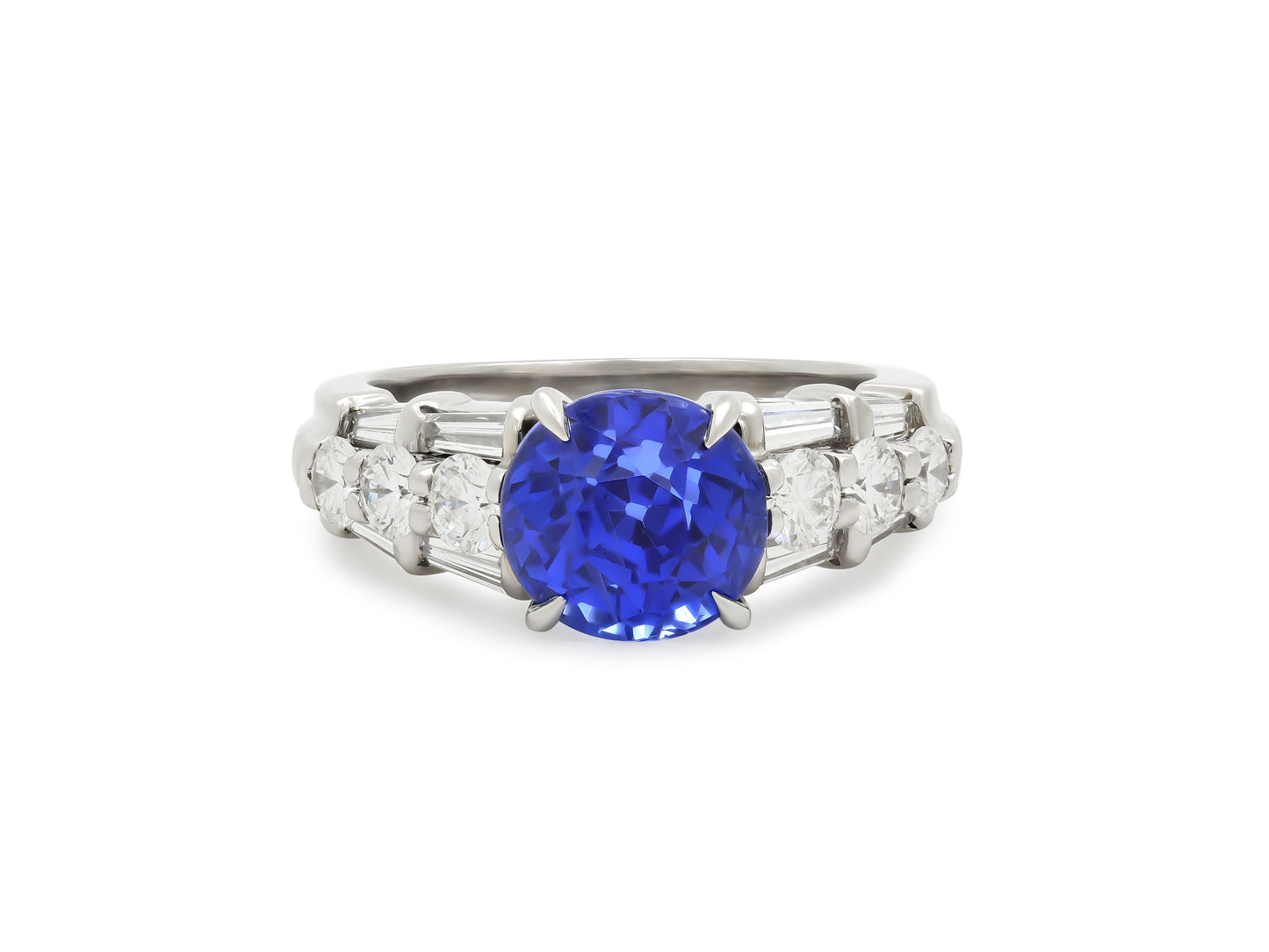 Sapphire, 3.38 Carat No Heat, and Diamond Ring in Platinum