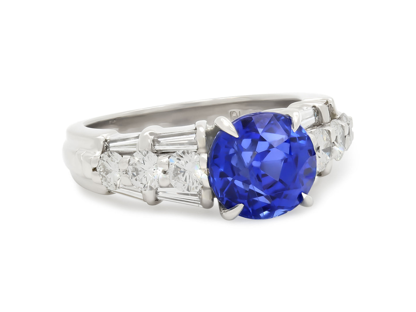 Sapphire, 3.38 Carat No Heat, and Diamond Ring in Platinum