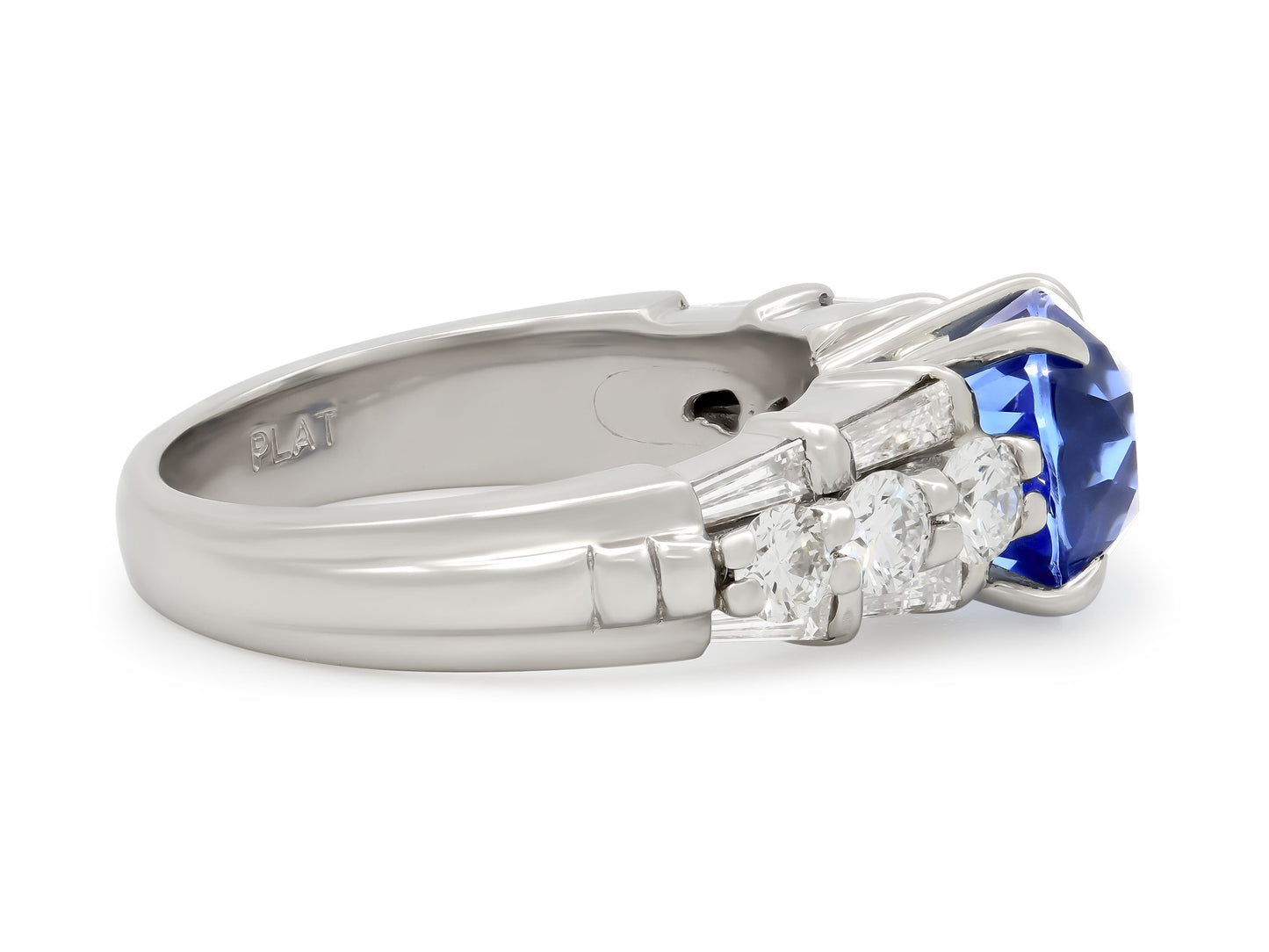 Sapphire, 3.38 Carat No Heat, and Diamond Ring in Platinum