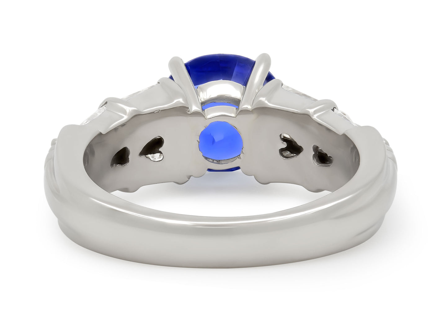 Sapphire, 3.38 Carat No Heat, and Diamond Ring in Platinum