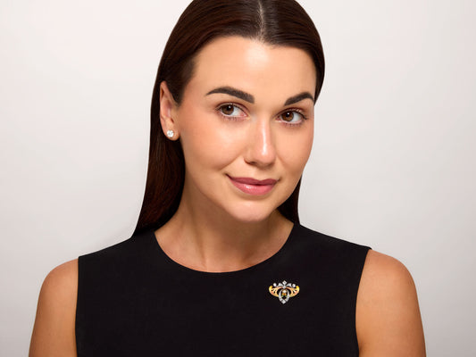 Antique Art Nouveau Enamel, Diamond and Natural Pearl Brooch/Pendant in 14K