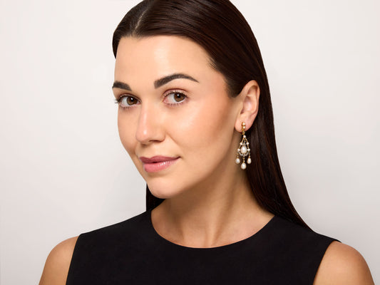 Antique Victorian Natural Pearl, Cultured Pearl and Diamond Earrings in Silver and Gold